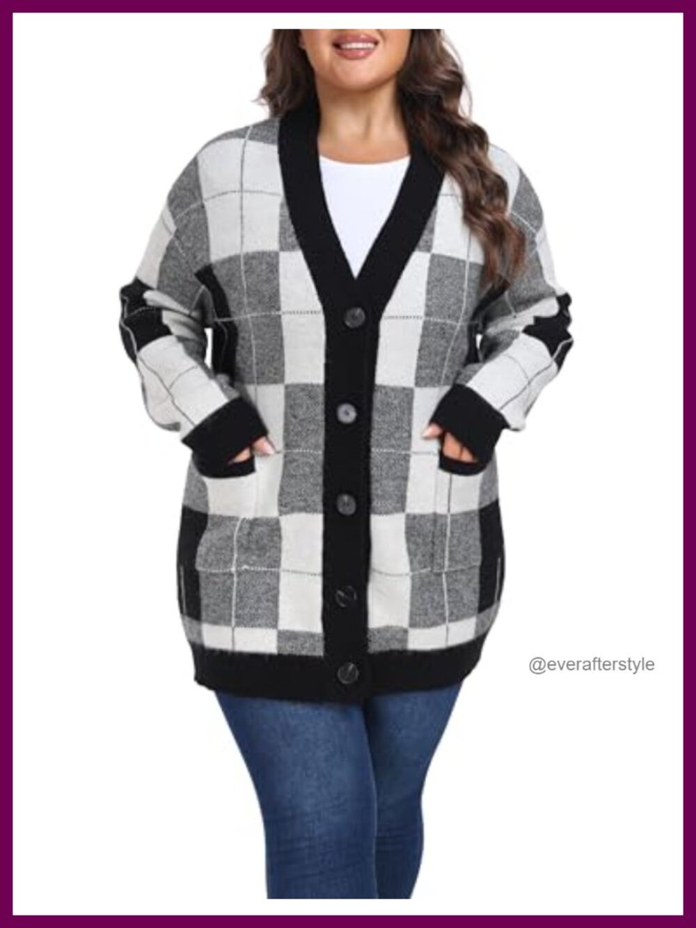 Plus Size Button Front Sweater Cardigan Long Loose Fit Soft Stretch